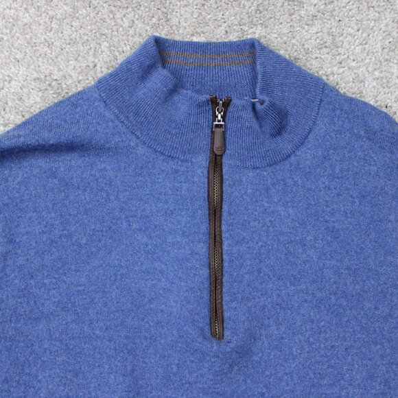 Peter Millar Sweater Men Small Blue 1/4 Zip 100% Merino Wool Pullover Sweatshirt - Picture 5 of 14